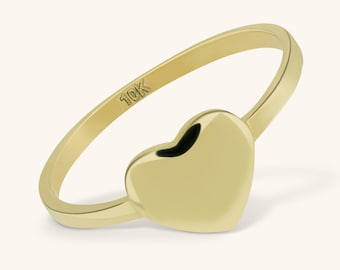 Shiny Heart Ring Real 10K Yellow Gold