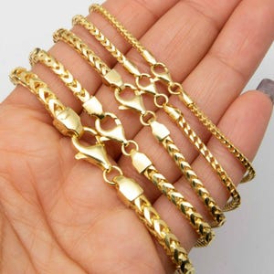 Franco Chain Bracelet 14K Yellow Gold Clad Solid Sterling Silver 925 All Sizes