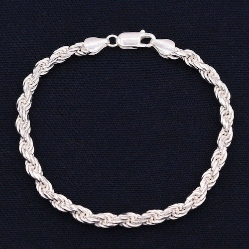4.5mm Diamond Cut Rope Chain Bracelet Solid Real 925 Sterling Etsy