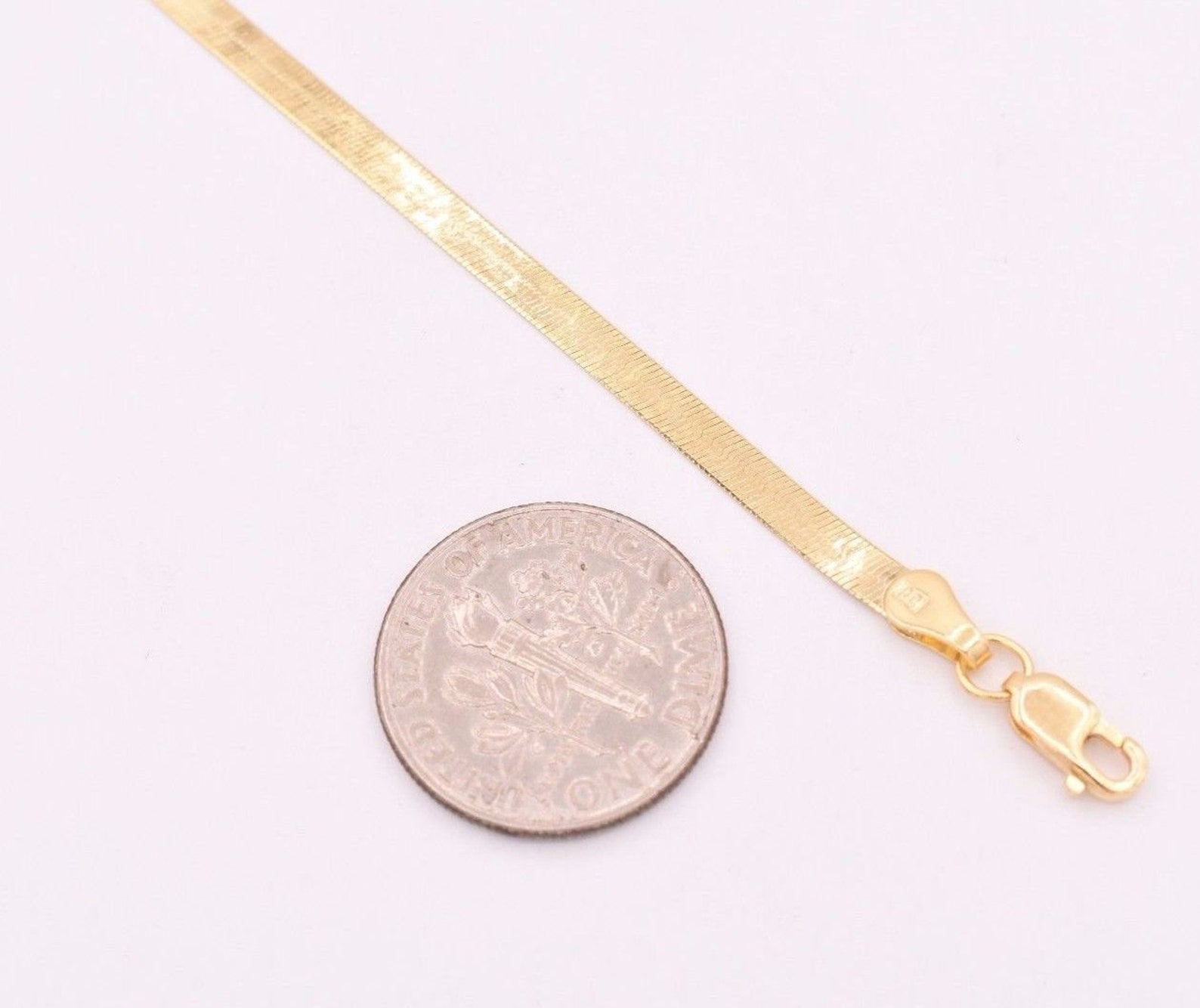 3.00mm High Polish Herringbone Bracelet Real Solid 14K Yellow - Etsy