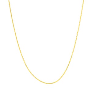 0,65 mm Diamantschliff Kabel-Ketten-Halskette Echtes solides 14K alle Gelbgold