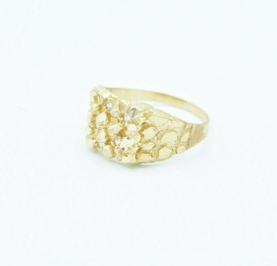 Real Solid 10K Yellow Gold  Mens Nugget Square Ring 12.5mm ALL Sizes