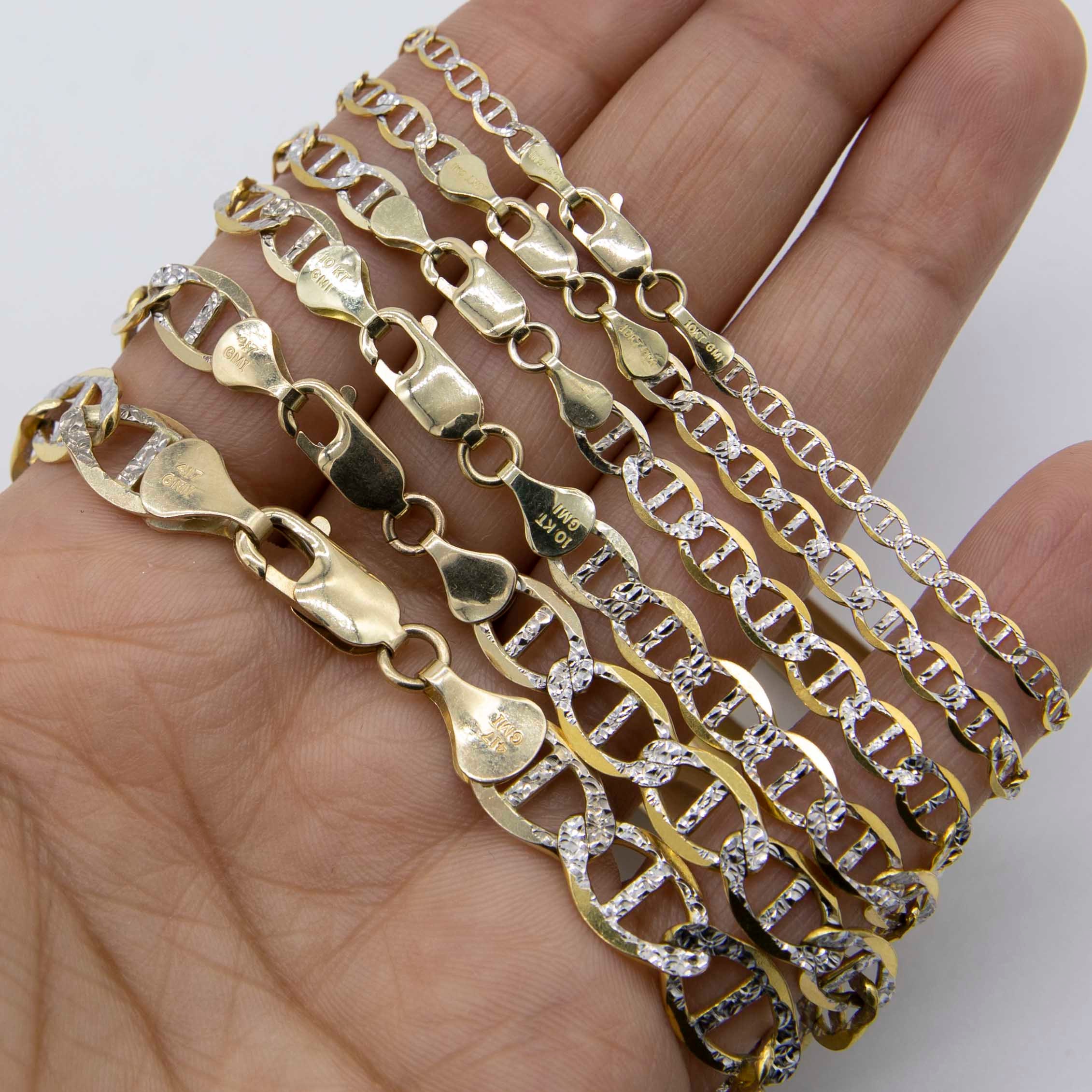 Solid 10K Gold Diamond-cut Mariner ID Bracelet 10K Yellow