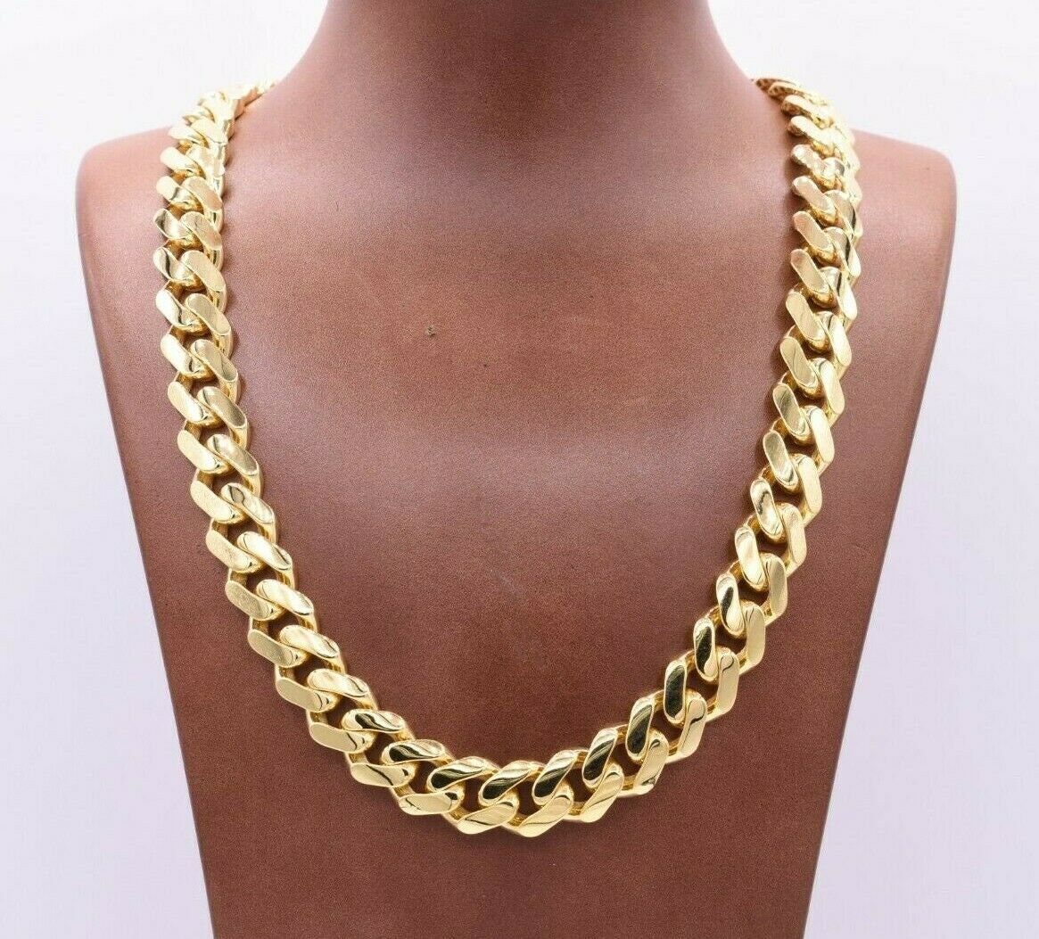 13mm Miami Cuban Link Monaco Chain Necklace Baguette Lock Real - Etsy