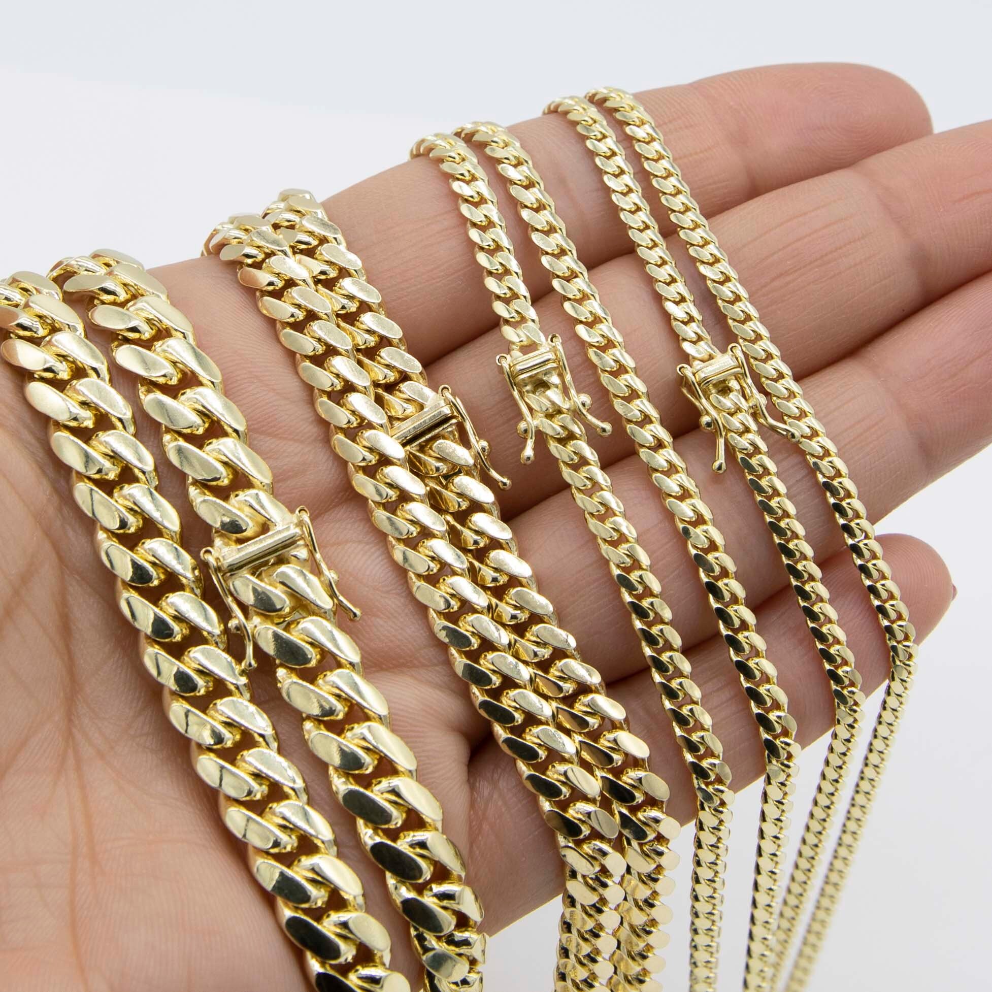 ソリッド 14K イエロー ゴールド マイアミ キューバン リンク チェーン