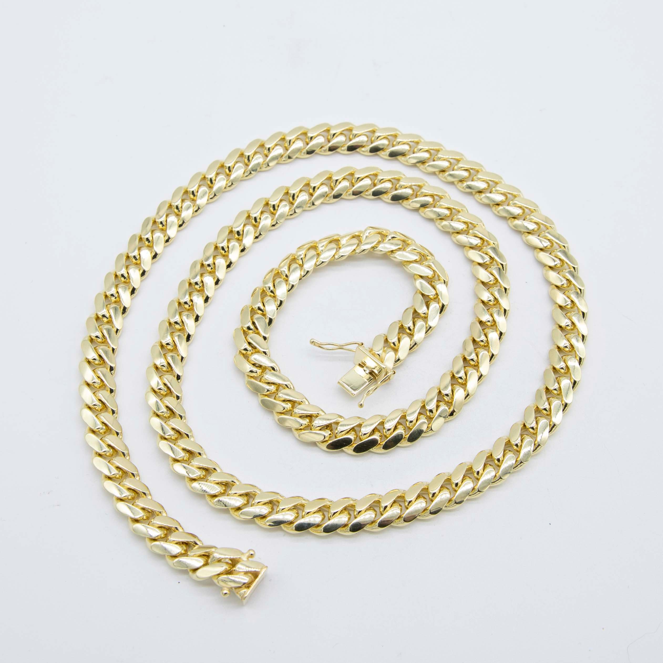 ソリッド 14K イエロー ゴールド マイアミ キューバン リンク チェーン