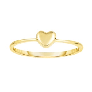Size 7 Aufgesetzter kleiner Herz Design Ring massiv Echt 14K Gelbgold Damen