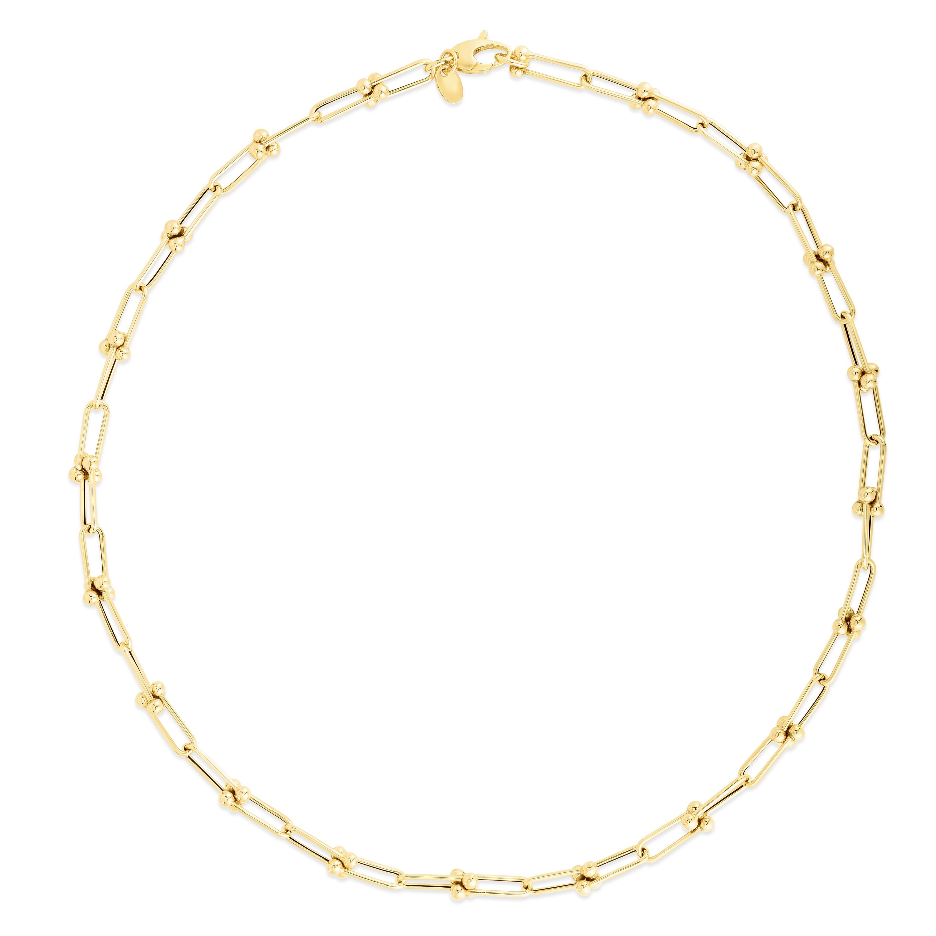 6mm Shiny Jax Link Chain Necklace Real 14K Yellow Gold 18 6mm Shiny Jax Link Chain Necklace Real 14K Yellow Gold 18