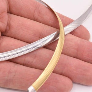 6mm Italian Reversible Omega Chain Necklace 14K Yellow Gold Clad Silver 925 image 2