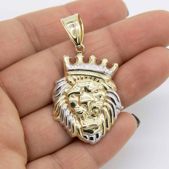 White gold lion pendant deals