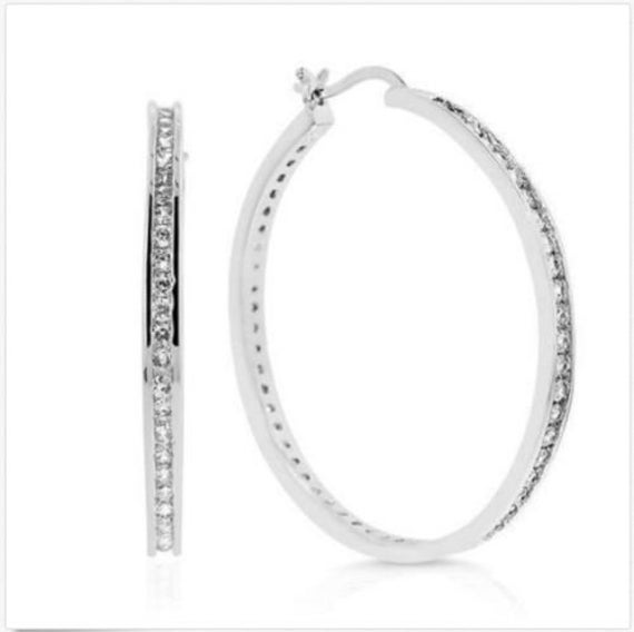 Diamonique hoop earrings deals