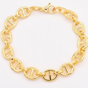 Gepofte Mariner-ankerarmband, 14 kt geelgoud bekleed roestvrij staal