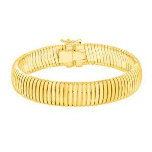 12mm Tubogas Bracelet Real 14K Yellow Gold Clad Silver 925