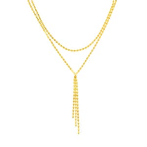 Adjustable Double Strand Valentino Choker Necklace Real 14K Yellow Gold 17" image 1