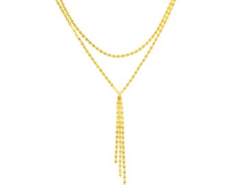 Regulowany podwójny naszyjnik typu choker Valentino z prawdziwego 14-karatowego żółtego złota 17"