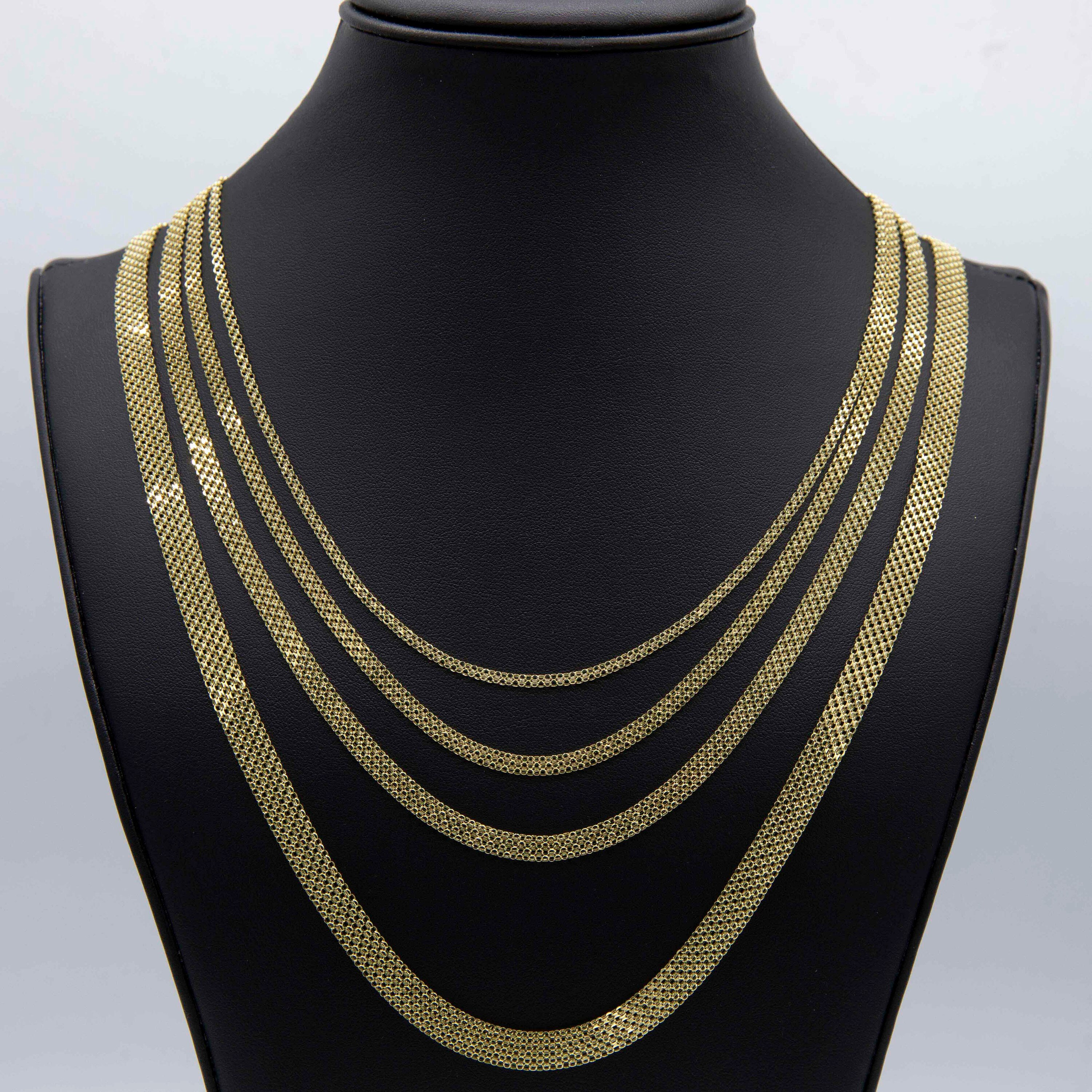 Bismark Chain Necklace Real 14K Yellow Gold All Sizes