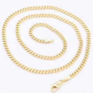 3mm Miami Cuban Royal Link Necklace Chain Real 10K Yellow Gold All ...