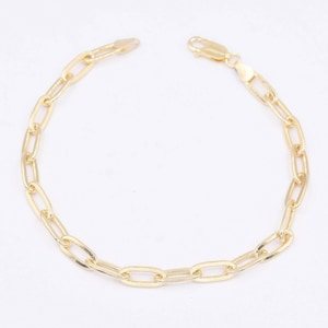 5.5mm Paperclip Link Chain Anklet 14K Yellow Gold Clad Silver 925