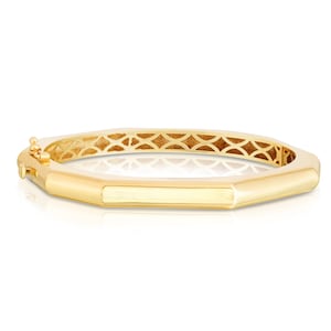 6 mm glanzende achthoekige armband, echt 14 kt geelgoud 7 inch