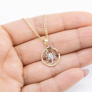 3/4&quot; Textured Scorpio Pendant Necklace Real 10K Yellow White Gold