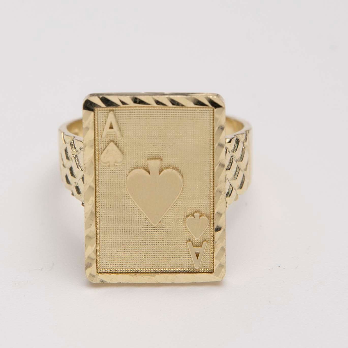 Ace of Spades Playing Card Ring Solid 10K Yellow Gold All Sizes - Etsy