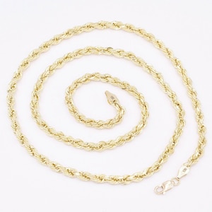 5.5mm Italian Rope Link Chain Pendant Necklace Real 10K Yellow Gold Hollow