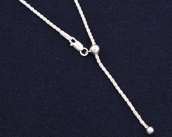 Collar de cadena trenzada con brillo ajustable de 1,5 mm en plata de ley auténtica de hasta 22"