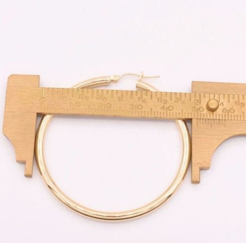 Orecchini A Cerchio 4 Cm Canna Tonda Lucida In Oro Giallo O Bianco - Foto 5