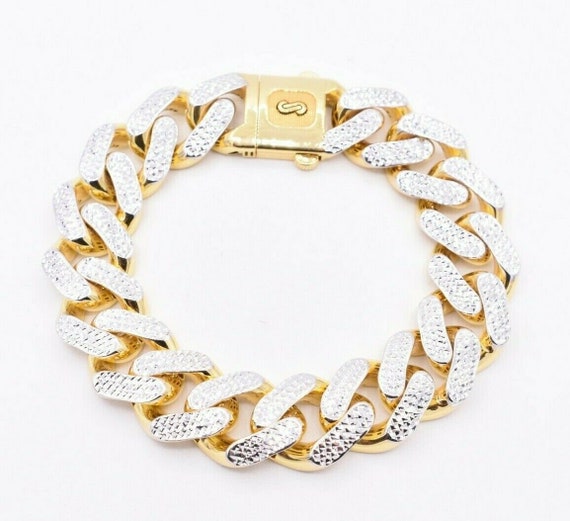 10K Yellow Gold Miami Cuban Link Diamond 8.5 inch 12.9MM Bracelet (9.0ct) -  Walmart.com