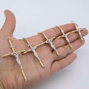 INRI Jesus Crucifix Cross Pendant Real 14K Yellow White Gold All Sizes