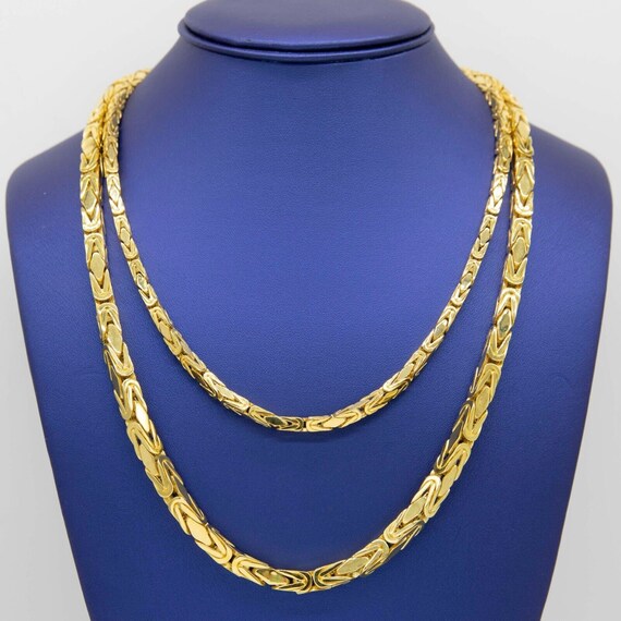 Monaco Chain Square Byzantine Royal Link CZ Lock Chain Real Etsy UK