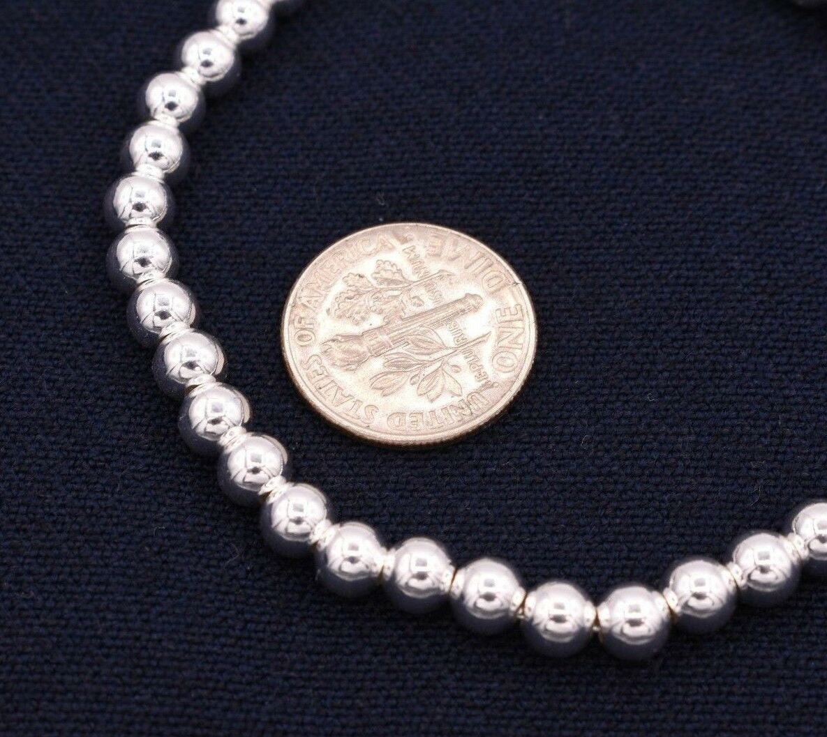 5mm Bead Ball Toilet Chain Bracelet – Solid Sterling Silver 925, 7" Long Unique Gift