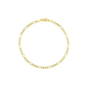 Pulsera de cadena Figaro ligera de 2,85 mm en oro amarillo auténtico de 10 quilates de 20 cm