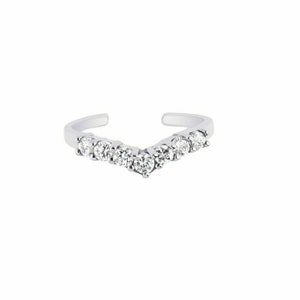 Silver CZ Chevron Toe Ring Real Sterling Silver 925