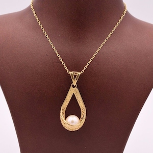Filigraanketting met parelketting 14K geelgoud bekleed zilver 925 QVC 18&quot;