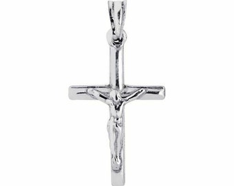 Colgante de cruz con crucifijo de Jesús de 1 1/2" en auténtica plata de ley 925