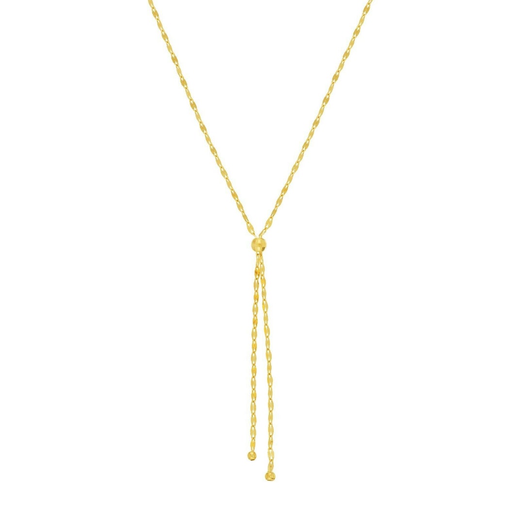 Gehämmerte Forzentina Y Lasso Halskette Echt 14K Gelbgold 45