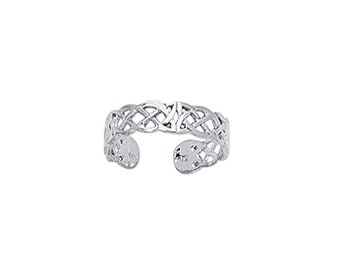 Diamond Cut Filigree Patern Toe Ring Real 14K White Gold