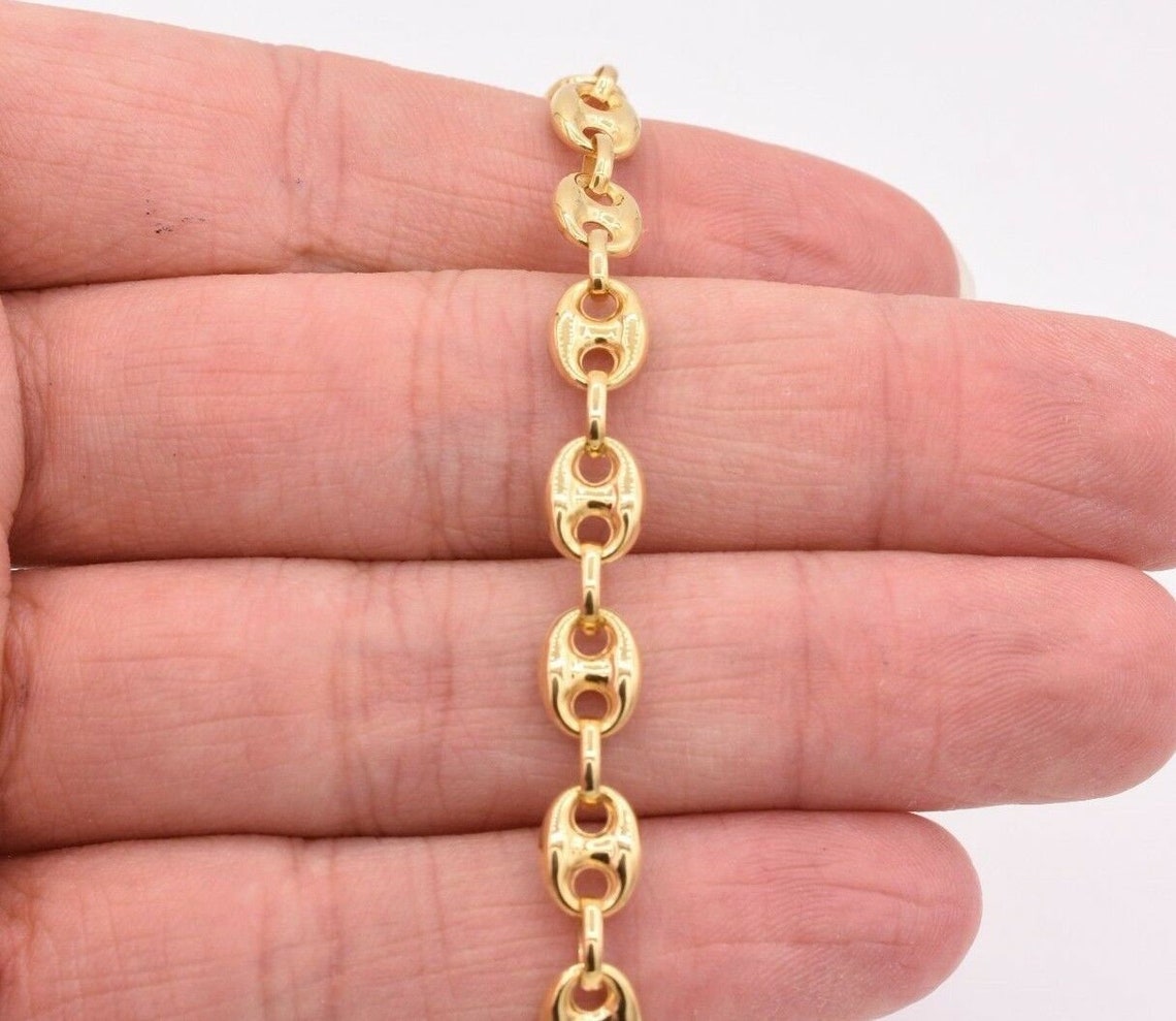 7mm Puffed Gucci Mariner Link Bracelet Anklet Ankle Real 14K Etsy