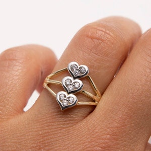 Dreifaltiges Herz Ring 585er Gelb-Weißgold Gr. 7