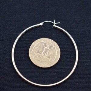 2mm X 55mm Plain Polished Round Hoop Earrings – Real 925 Sterling Silver