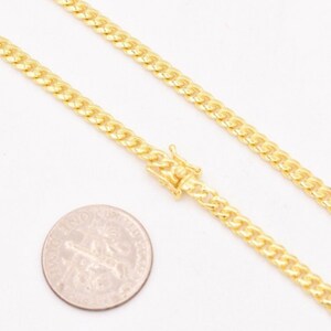 3.5mm Miami Cuban Chain Necklace Solid Yellow Gold Clad Silver Italy 925 image 4