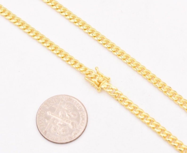 3.5mm Miami Cuban Chain Necklace Solid Yellow Gold Clad Silver Italy 925 image 4