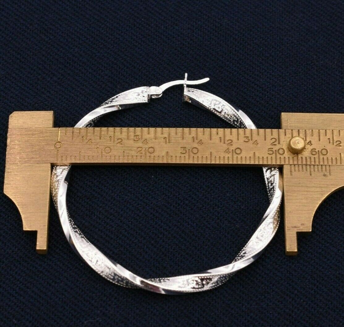 Goldum NYC 50mm Twisted Greek Key Motif Hoop Earrings – Real 925 Sterling Silver