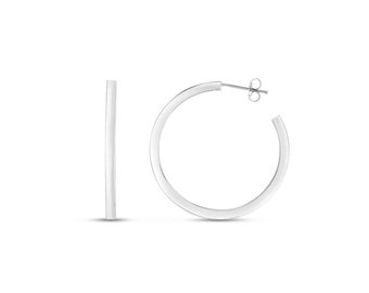 925 Sterling Silver Plain Huggie Hoop Earrings – 25mm Round Tube Style, Gift Boxed