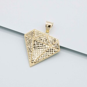 Textured Diamond Shaped Pendant Real 10K Gold Pendant All Sizes image 4