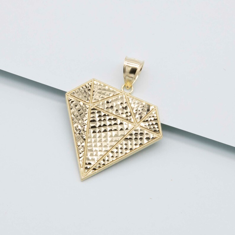 Textured Diamond Shaped Pendant Real 10K Gold Pendant All Sizes image 4