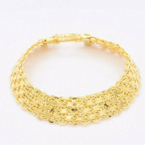 14mm Italian Diamond Cut Bismark Bracelet 14K Yellow Gold Clad Silver Sterling