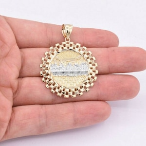 2" Rodada Rlx Ferrovia A Última Ceia Medalhão Pingente Ouro Amarelo Real 10K