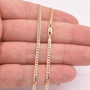 24" Cuban Curb Link Chain Necklace Real Solid 14K Yellow Gold 2.6mm